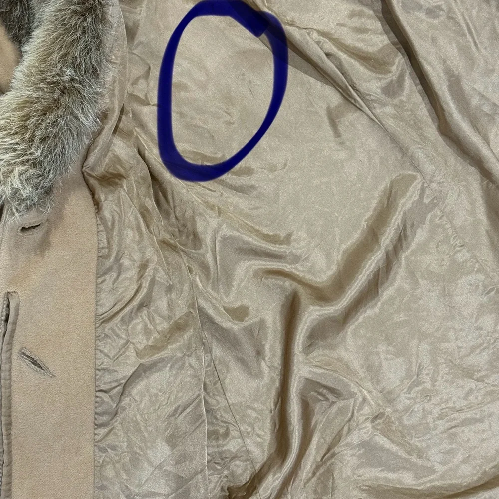 🧥 ALBERT NIPON Vintage Camel Wool Swing Coat‎ Sz 10 Faux Fur Trim Old Money - Picture 11 of 14